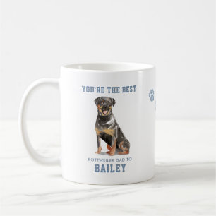 Cute Watercolor Best Rottweiler Dog Dad Photo Coffee Mug