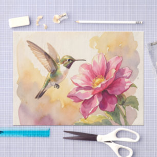 Cute watercolor bird and flower tissue paper