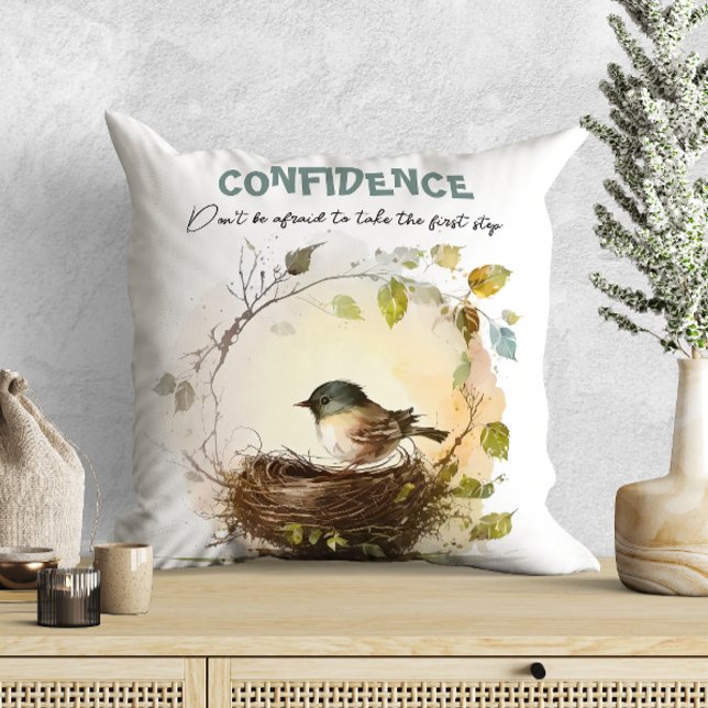 Cute Watercolor Bird Nursery Motivation Cushion (Creator Uploaded)