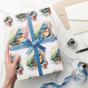 Cute Watercolor Bird Wrapping Paper