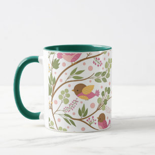 Cute Watercolor Birds and Pink Florals Mug