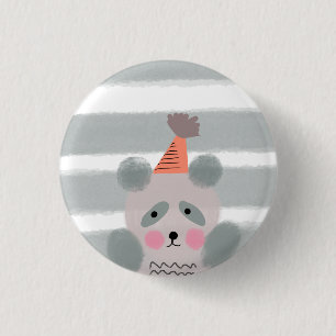 Cute Watercolor Birthday Panda 3 Cm Round Badge