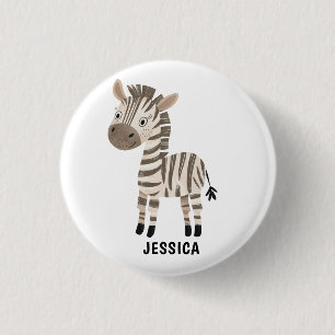 Cute Watercolor Black and White Baby Zebra 3 Cm Round Badge