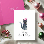 Cute Watercolor Black Cat Christmas Cards<br><div class="desc">Celebrate the holidays with these cute xmas cards featuring Samantha, a festive black cat illustrated in charming watercolor style. Wearing a Santa hat and holiday bauble on her collar, this kitty brings the perfect mix of sweet and fun to your season's greetings. The funny "Happy Paw-lidays" message is playfully scripted...</div>