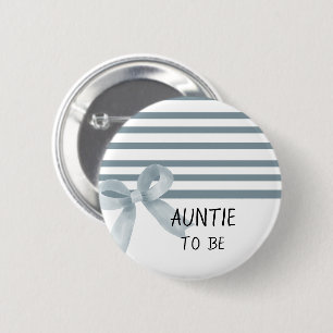 Cute Watercolor Blue Bow Baby Shower Auntie-to-be 6 Cm Round Badge
