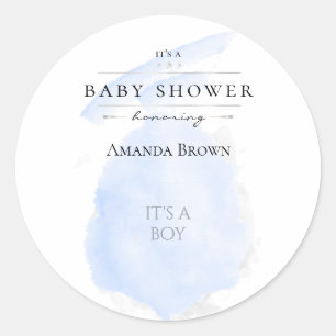 Cute Watercolor Blue Cotton Candy Baby Shower Classic Round Sticker