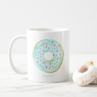 Cute Watercolor Blue Doughnut Sprinkles Personalis