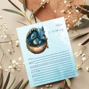 Cute Watercolor Blue Dragon Baby Shower