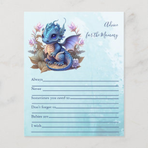 Cute Watercolor Blue Dragon Baby Shower
