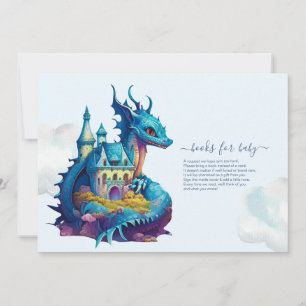 Cute Watercolor Blue Dragon Baby Shower Invitation