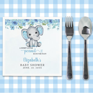 Cute Watercolor Blue Elephant Baby shower Boy Napkin