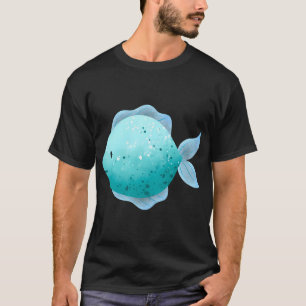Cute Watercolor Blue Fish Ocean Life Sticker T-Shirt