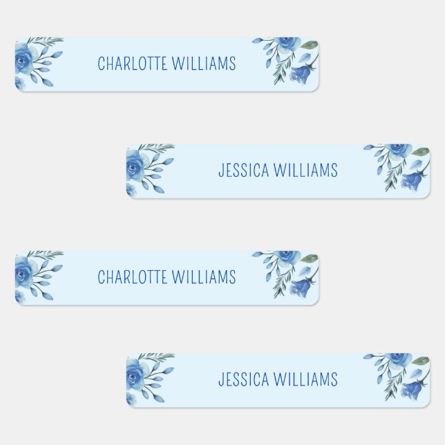 Cute Watercolor Blue Floral Back to School Kids (Group)