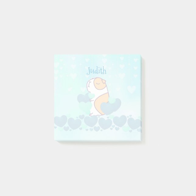 Cute Watercolor Blue Name School Post-it Notes (Front)