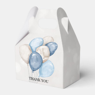 Cute Watercolor Blue White Balloons Party Favour Box