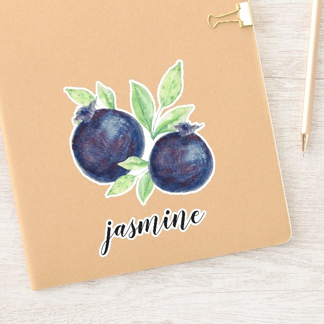 Cute Watercolor Blueberries Monogrammed (Notebook)