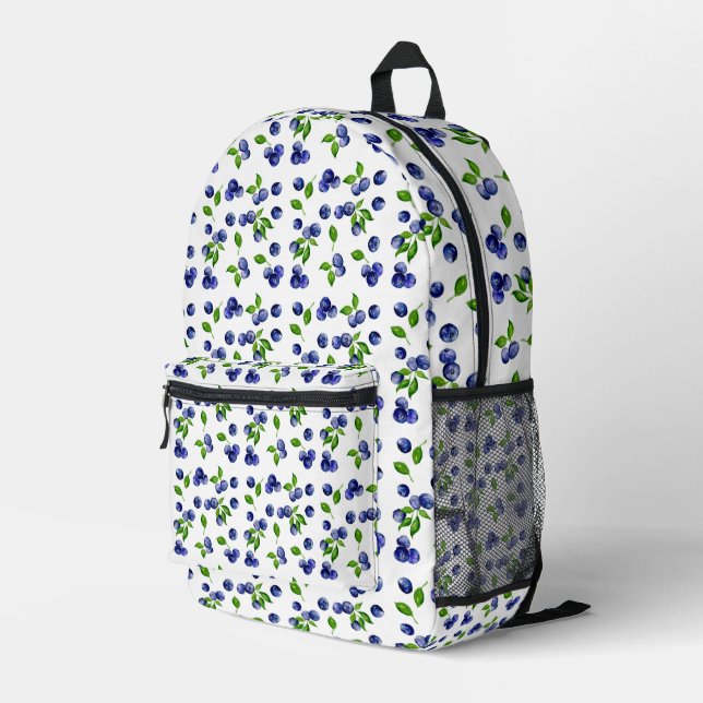 Cute Watercolor Blueberries Pattern Berry Printed Backpack (Back Corner Right)