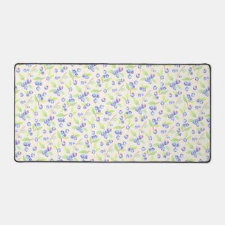 Cute Watercolor Blueberry Botanical Pattern Desk Mat