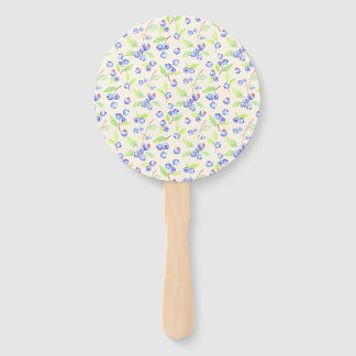 Cute Watercolor Blueberry Botanical Pattern Hand Fan