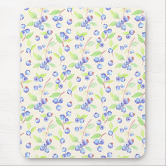 Cute Watercolor Blueberry Botanical Pattern Mouse Mat