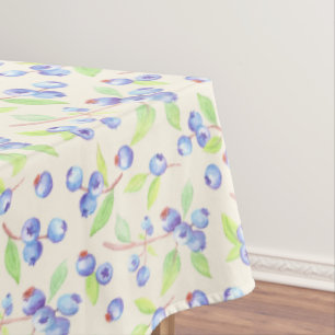 Cute Watercolor Blueberry Botanical Pattern Tablecloth