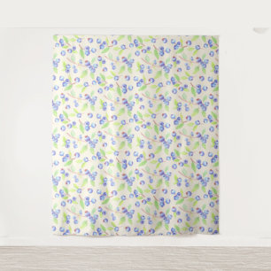 Cute Watercolor Blueberry Botanical Pattern Tapestry