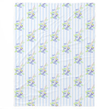 Cute Watercolor Blueberry Botanical Strips Pattern