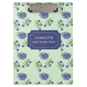 Cute Watercolor Blueberry fruit Pattern mint green Clipboard