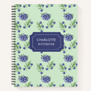 Cute Watercolor Blueberry fruit Pattern Notebook