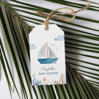 Cute Watercolor Boat Nautical Baby Shower