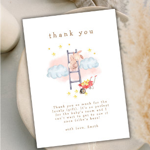 Cute Watercolor Boho Bunny Stars Baby Shower Thank You Card