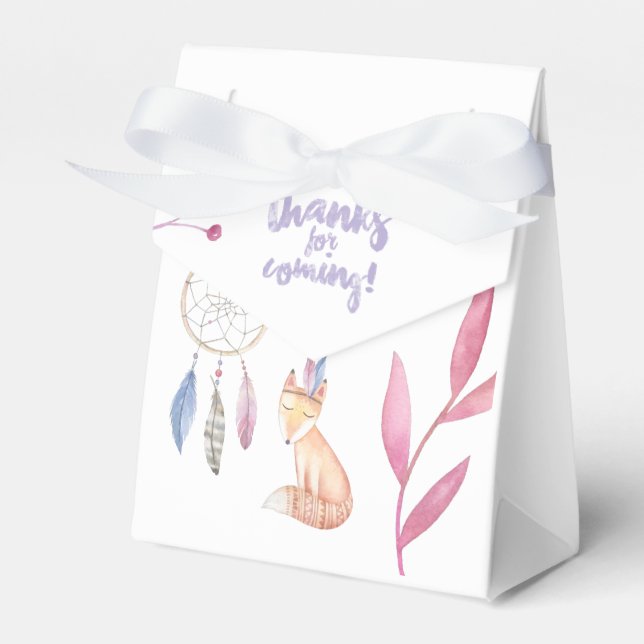 Cute Watercolor Boho Tribal Baby Shower Thank You Favour Box (Front Side)