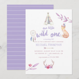 Cute Watercolor Boho Tribal Boy Birthday Party Invitation