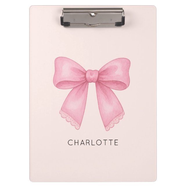 Cute Watercolor Bow Coquette Clipboard (Front)