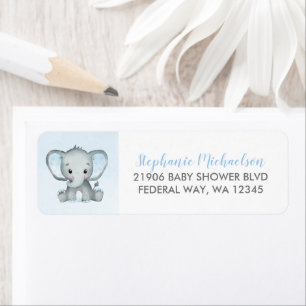 Cute Watercolor Boy Elephant Baby Shower