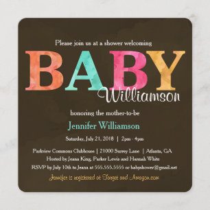 Cute Watercolor Bright Gender Neutral Baby Shower Invitation