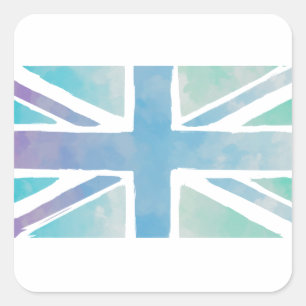 Cute Watercolor British Flag Square Sticker