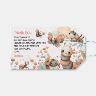Cute Watercolor Bugs Kids' Birthday Thank You Gift Tags