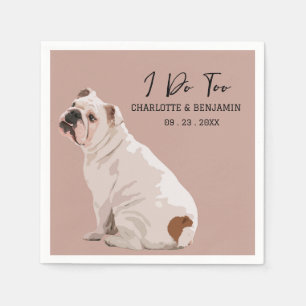 Cute Watercolor Bull Dog Wedding Napkin