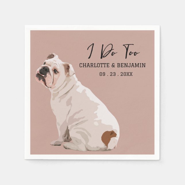 Cute Watercolor Bull Dog Wedding Napkin (Front)
