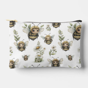 Cute Watercolor Bumblebee Design   Soft Pastel Bee Accessory Pouch