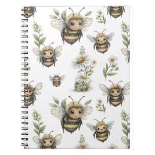 Cute Watercolor Bumblebee Design Soft Pastel Bee Notebook