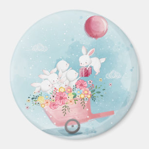 Cute Watercolor Bunnies Magnet