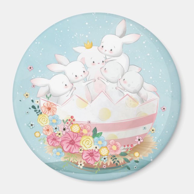 Cute Watercolor Bunnies  Magnet (Front)