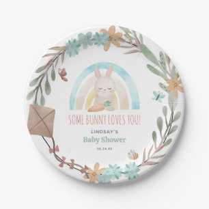 Cute Watercolor Bunny Baby Shower Paper Plate