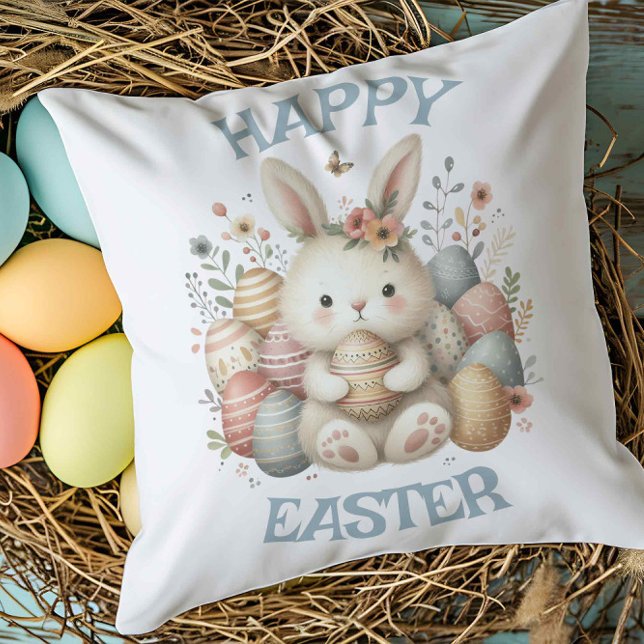 Cute watercolor Bunny Easter customizable  Cushion (Cute watercolor Bunny Easter customizable Cushion)