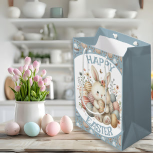 Cute watercolor Bunny Easter customizable Medium Gift Bag