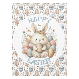 Cute watercolor Bunny Easter  Tablecloth