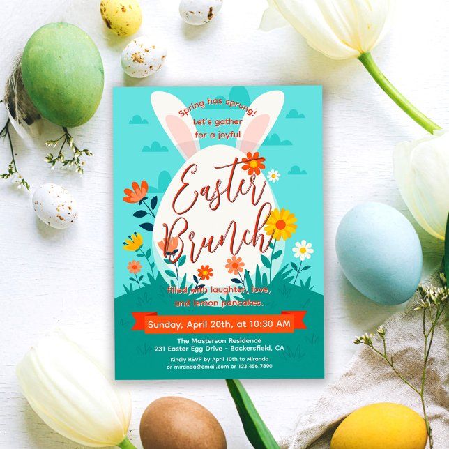 Cute Watercolor Bunny Egg Hunt & Easter Brunch Invitation (Creator Uploaded)
