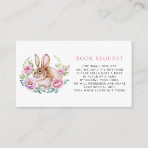 Cute Watercolor Bunny Floral Wreath Book Request Enclosure Card